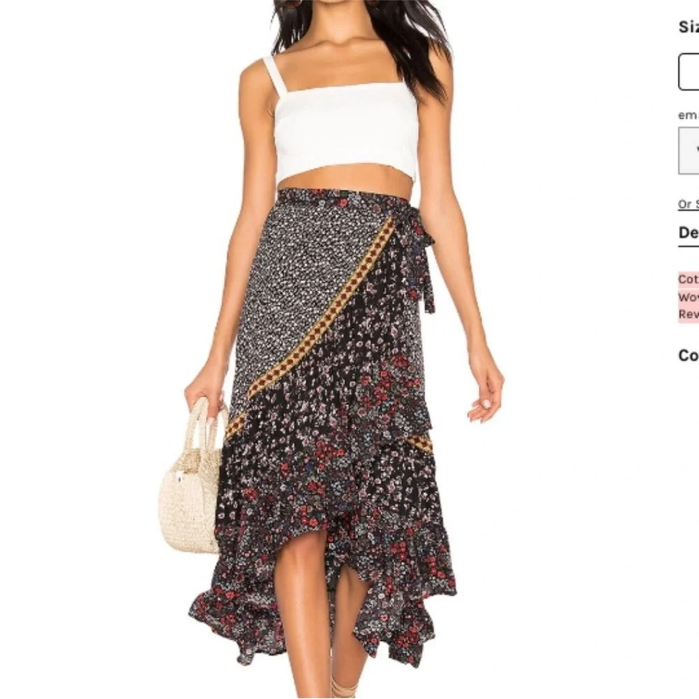 Free People Esmeralda Mixed Print Midi Wrap Skirt - Picture 2 of 8